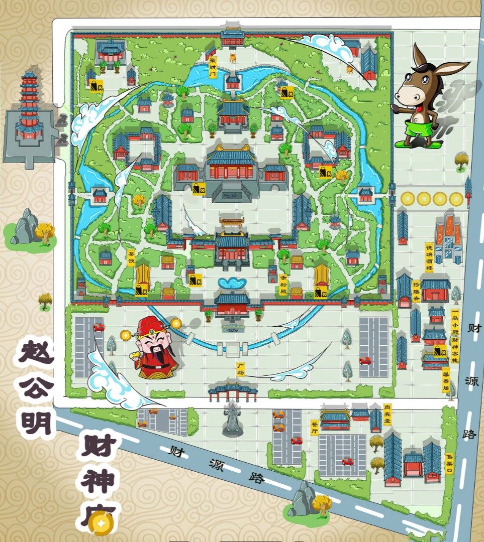 赣县寺庙类手绘地图